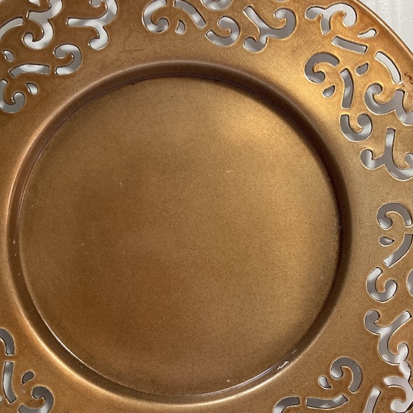YANKEE CANDLE Brass Metal Candle Plate Dish Swirl Design 7" inch Diameter - Picture 4 of 8